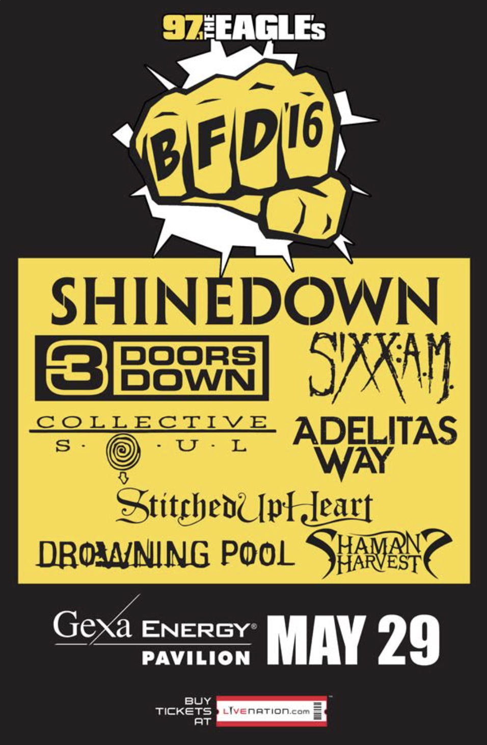 97.1 The Eagle Announces BFD 2016 Lineup Shinedown to Headline ON